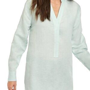 The Limited Light Aqua/Green Linen oversized Blouse Petite Large